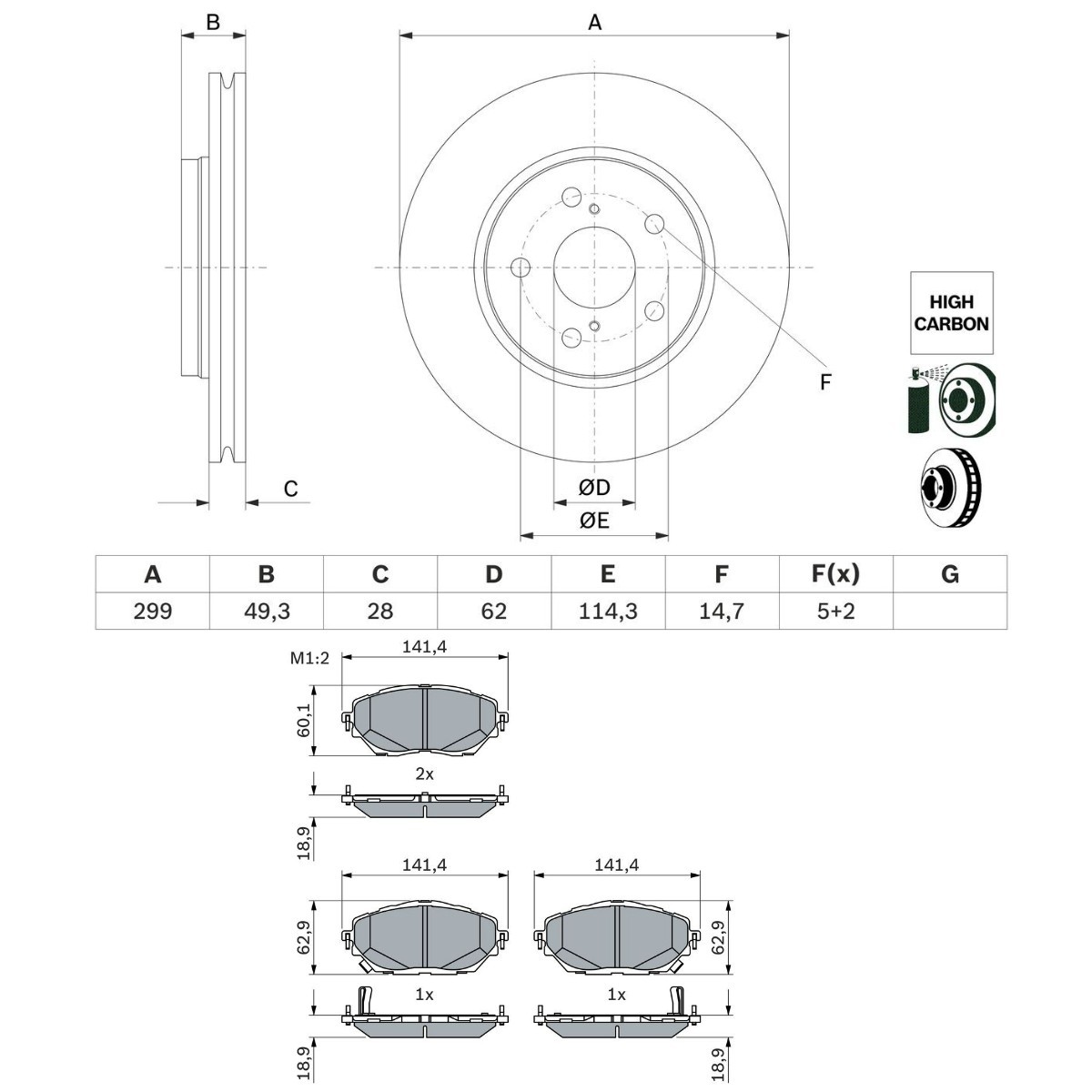 BOSCH Remschijven en blokken BSH3405N0230 BOSCH BSH3405N0230 Remmenset Vios / Yaris II Sedan (XP9) prijs