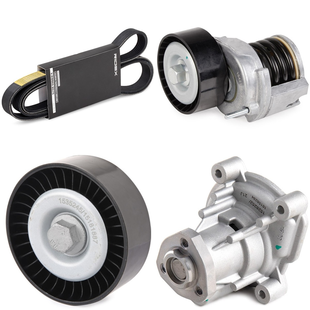 RIDEX Ūdenssūknis + ķīļrievu siksnas komplekts 4172P0168 4172P0168 Ķīļrievu siksnu komplekts RIDEX VW CADDY