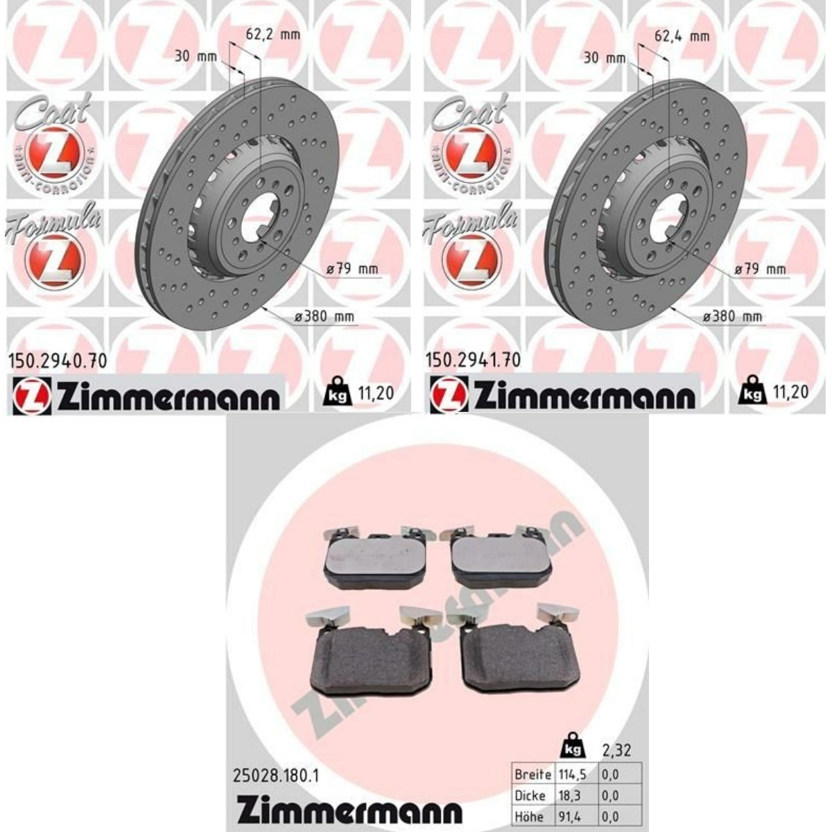 ZIMMERMANN Kit de travões ZMN3405N0005 ZIMMERMANN ZMN3405N0005 originais Kit de pastilhas de travão e disco BMW F32 custo
