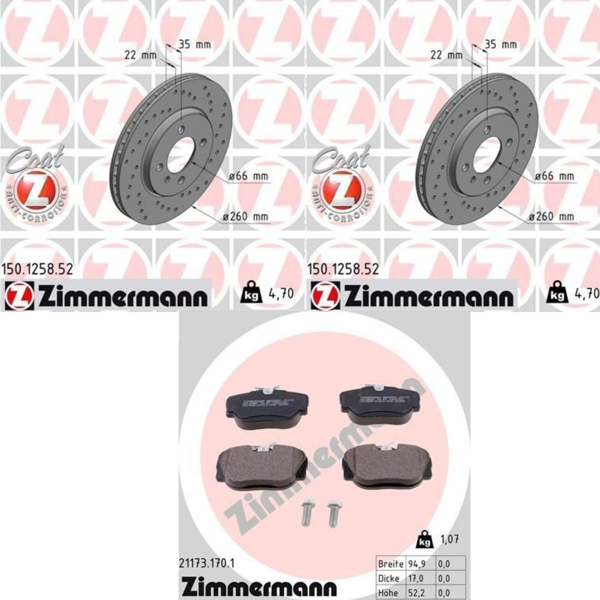 ZIMMERMANN Bremseskiver og klodser ZMN3405N0027 ZIMMERMANN ZMN3405N0027 BMW E30 Touring Bremsesæt til en rimelig pris
