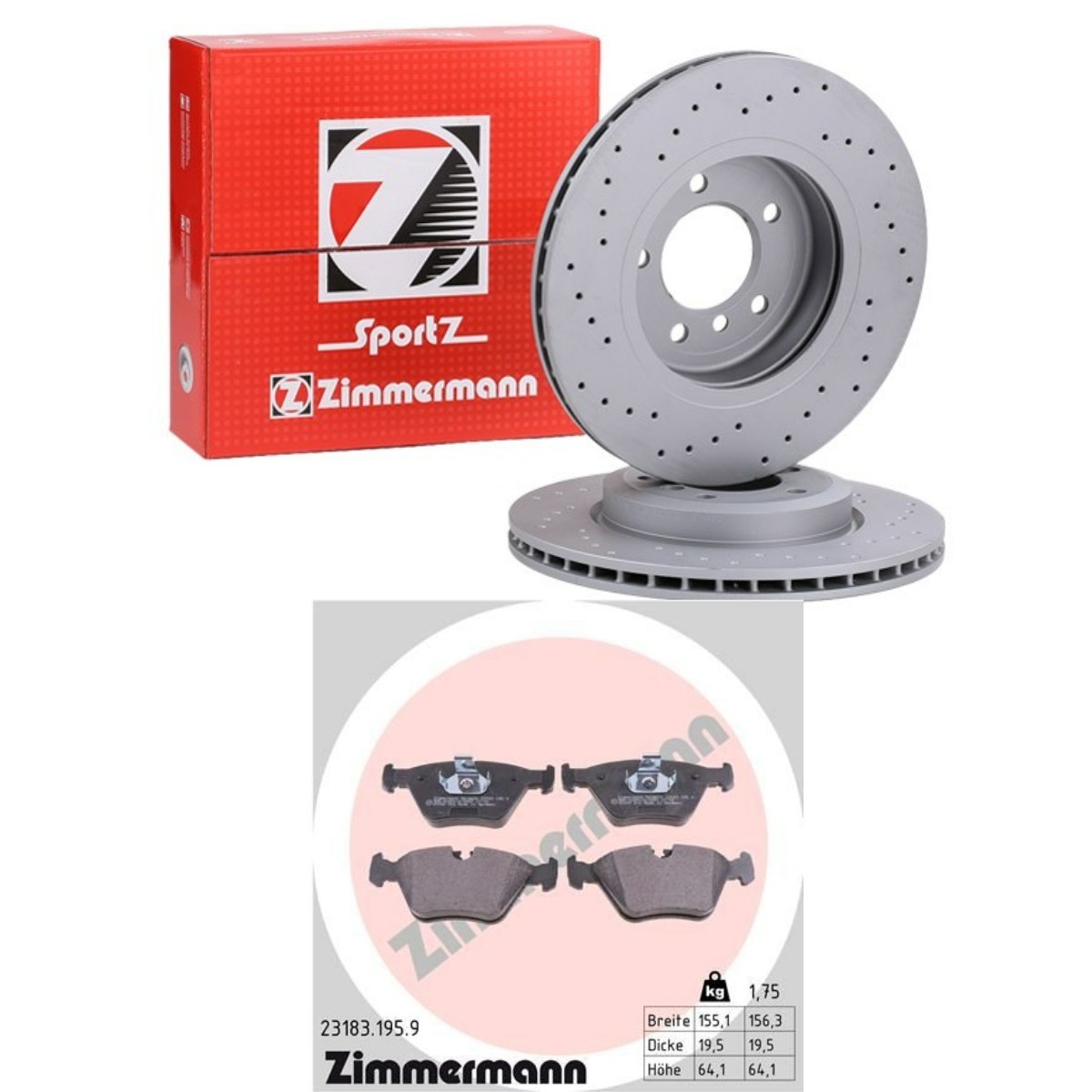 ZIMMERMANN Bremžu komplekts, Disku bremzes ZMN3405N0038 Bremžu komplekts ZIMMERMANN Subaru Brat / MV SPORT COAT Z ZMN3405N0038