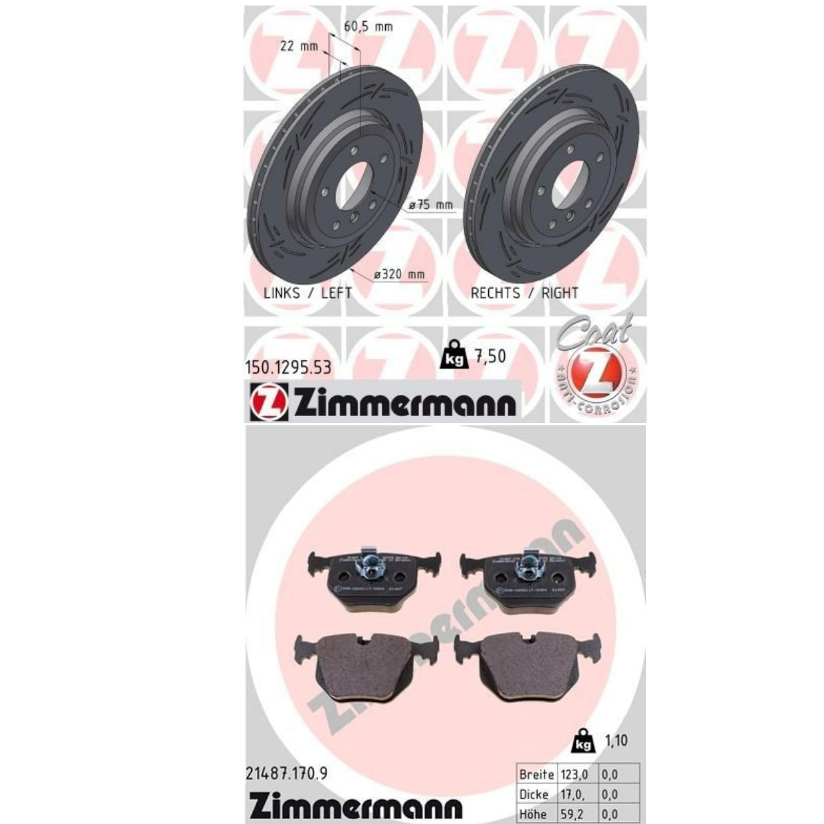 ZIMMERMANN Bremžu komplekts, Disku bremzes ZMN3405N0048 Bremžu komplekts ZIMMERMANN Brat / MV ZMN3405N0048 lēti