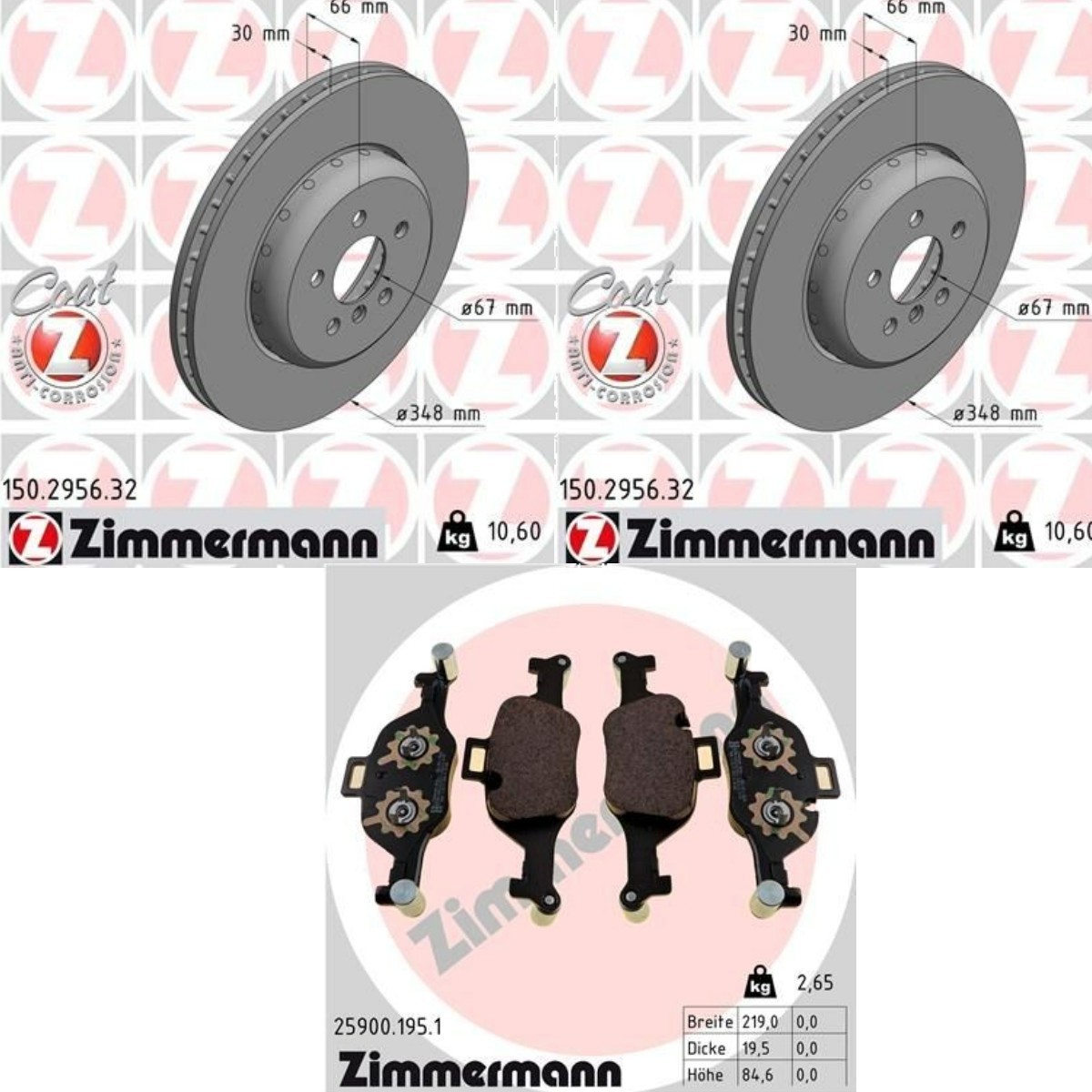 ZIMMERMANN Brake discs and pads set ZMN3405N0049 RENAULT TALISMAN ZIMMERMANN brake discs and pads ZMN3405N0049