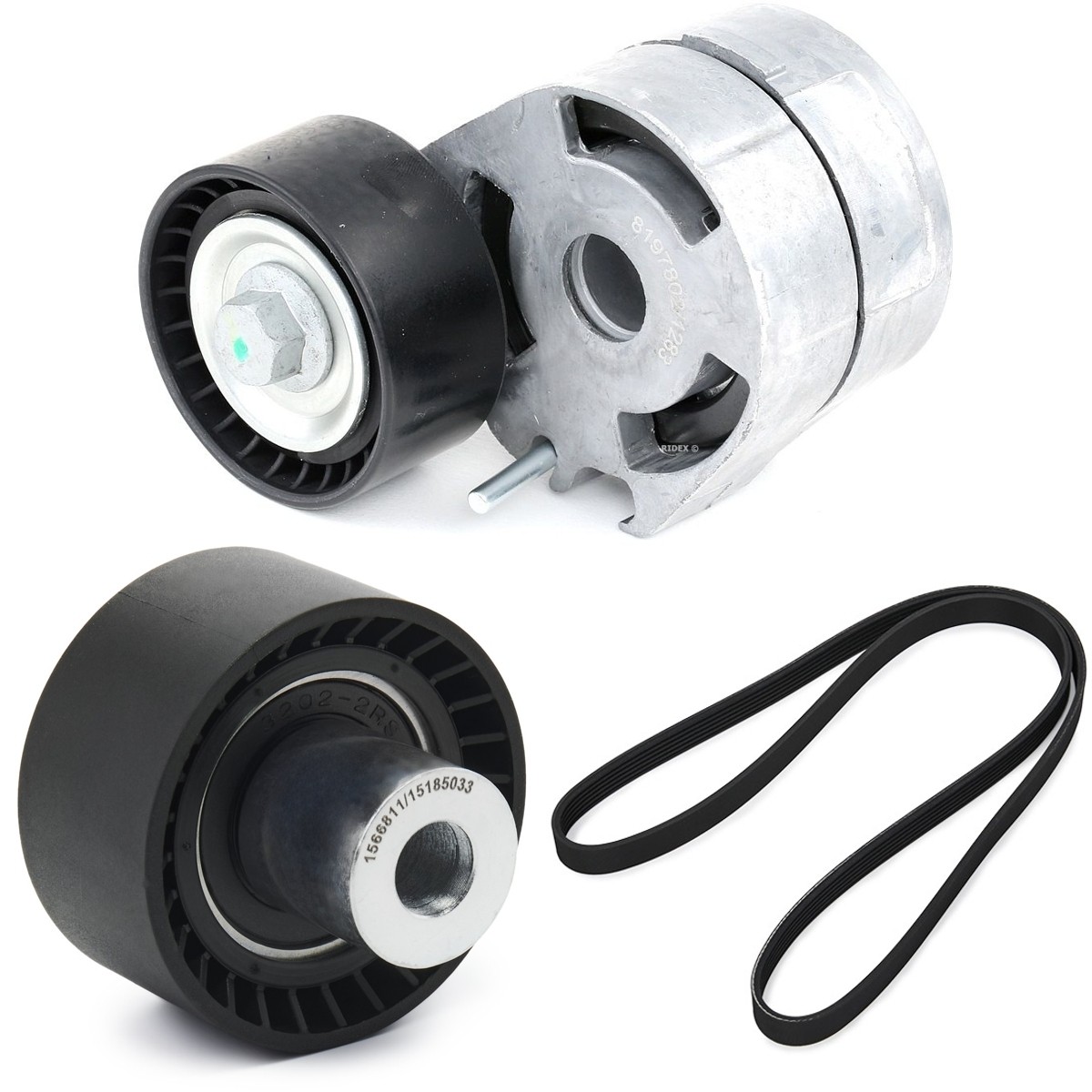 RIDEX Ozubený klinový remeň - Sada 542R1255 Sada klinového rebrovaného remena RIDEX Peugeot 207 542R1255