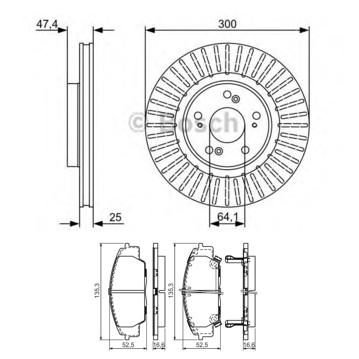 Bremžu komplekts, Disku bremzes BOSCH BSH3405N0322 BOSCH BSH3405N0322: Bremžu komplekts Honda CIVIC 2011
