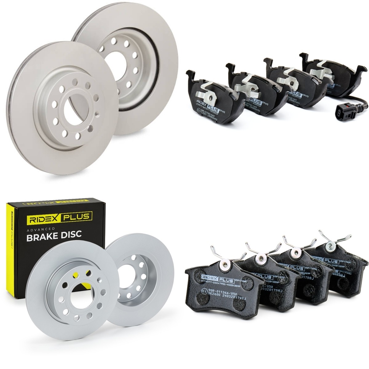 RIDEX PLUS Bremseskiver og klodser 3405B1641P 3405B1641P Bremsesæt RIDEX PLUS AUDI A6
