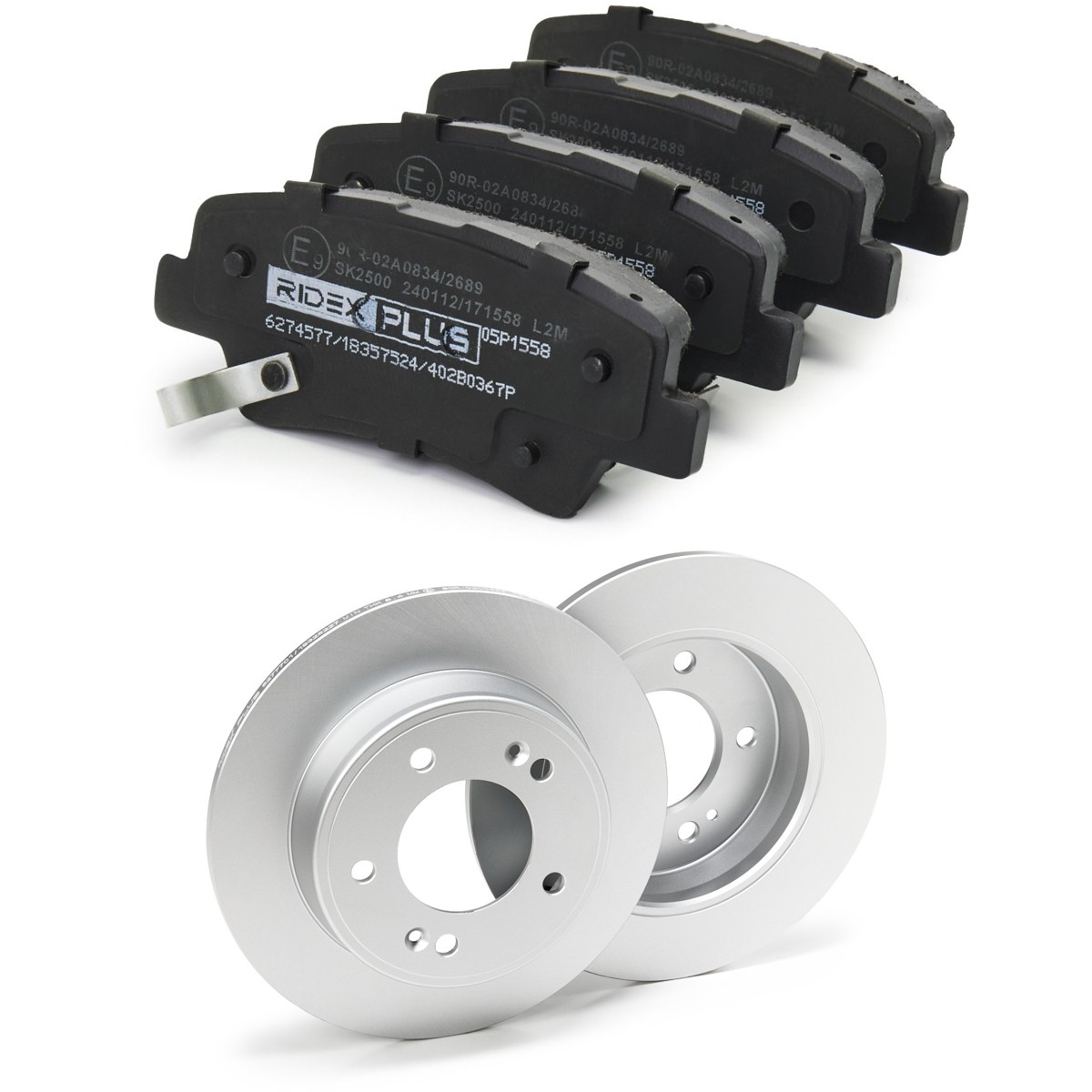 RIDEX PLUS Bromssats, skivbroms 3405B0414P 3405B0414P RIDEX PLUS bromsbelägg och bromsskivor HYUNDAI i20