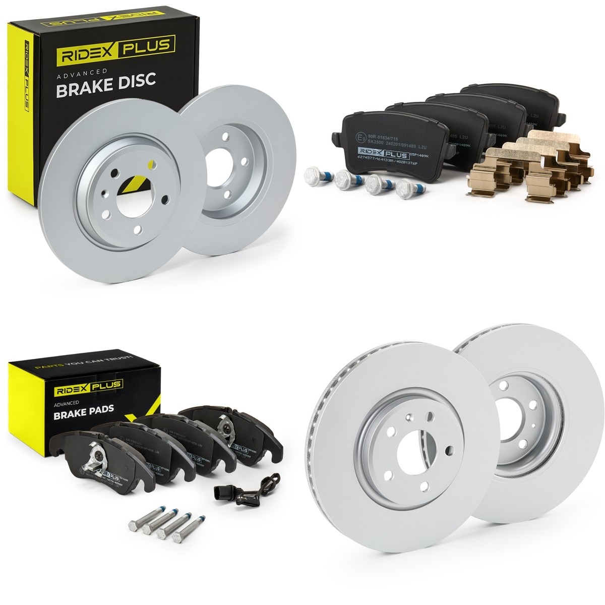 RIDEX PLUS Bremseskiver og klodser 3405B1671P Bremse-kit RIDEX PLUS A6 3405B1671P billig