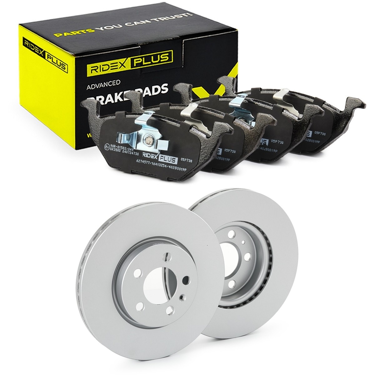 RIDEX PLUS Bremseskiver og klodser 3405B2124P 3405B2124P Bremseskiver og klodser AUDI A6 RIDEX PLUS