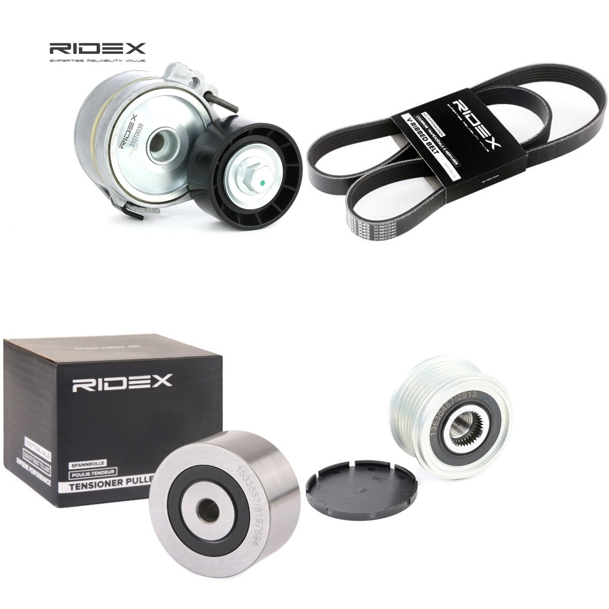 RIDEX Ozubený klinový remeň - Sada 542R1368 542R1368 Sada klinového rebrovaného remena PEUGEOT 207 RIDEX