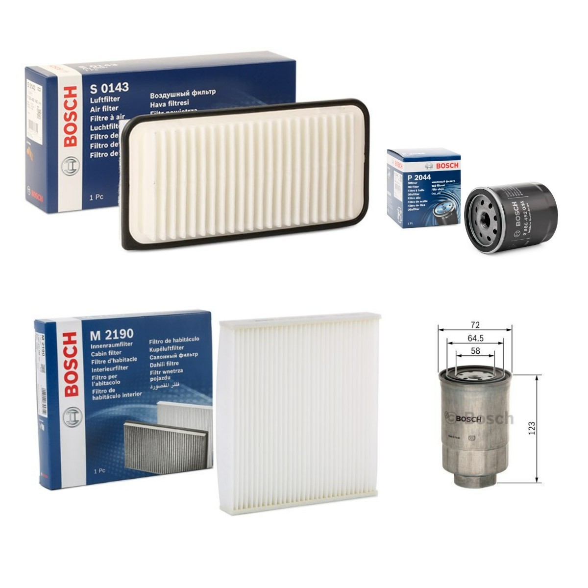 BOSCH Filter-komplekt BSH4055N0183 BOSCH BSH4055N0183 Filter-komplekt TOYOTA Yaris II Hatchback (XP9) odava hinnaga