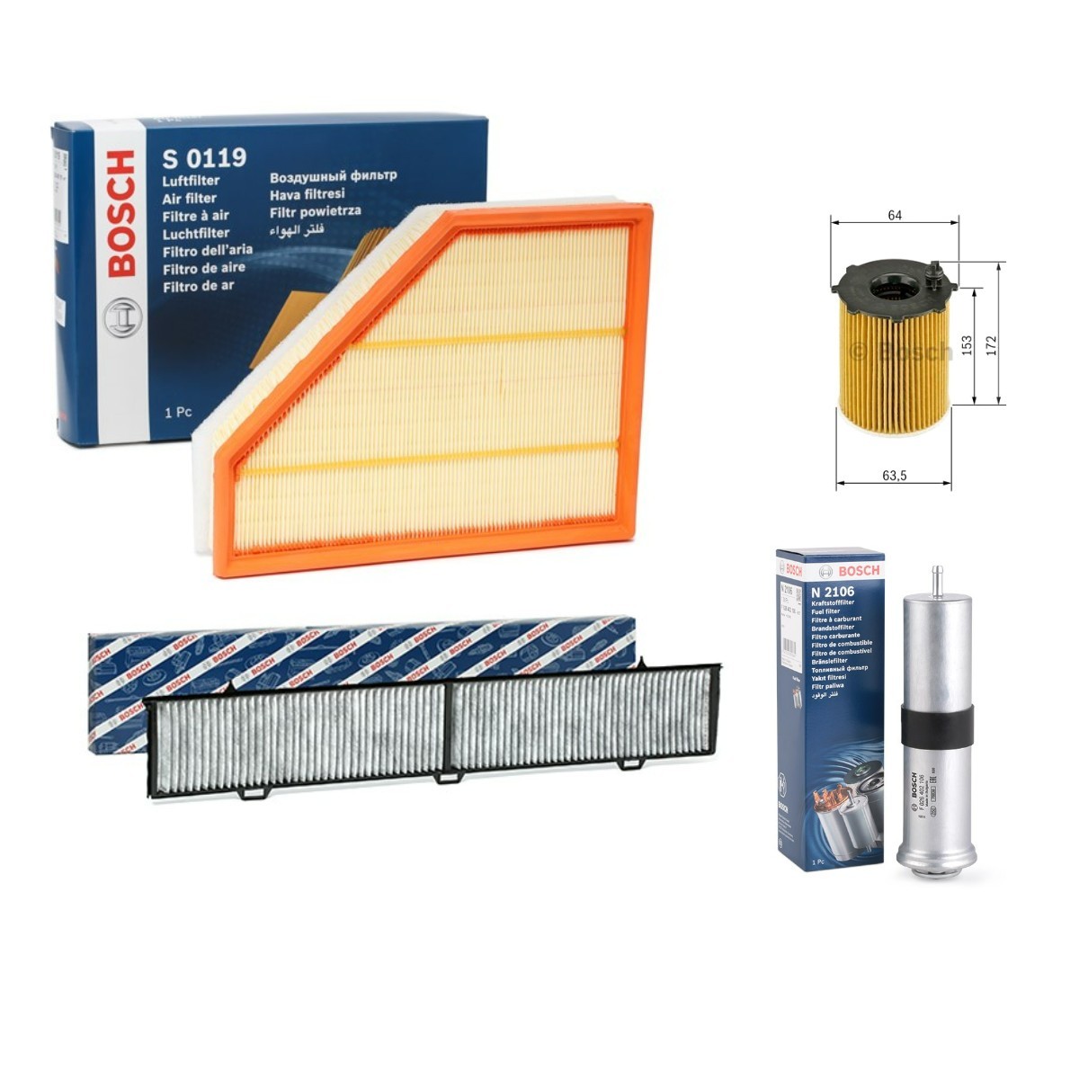 BOSCH Suodatinsarja BSH4055N0195 BMW E82 suodatinsarja BOSCH BSH4055N0195