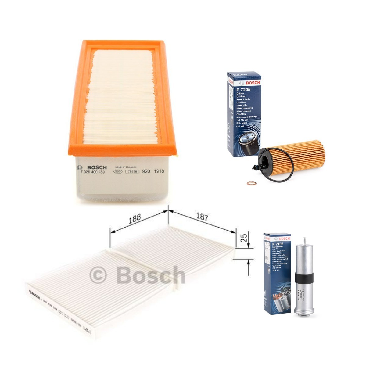 BOSCH Filtersett BSH4055N0198 BOSCH BSH4055N0198 Filtersett BMW X3 F25 til en fordelagtig pris