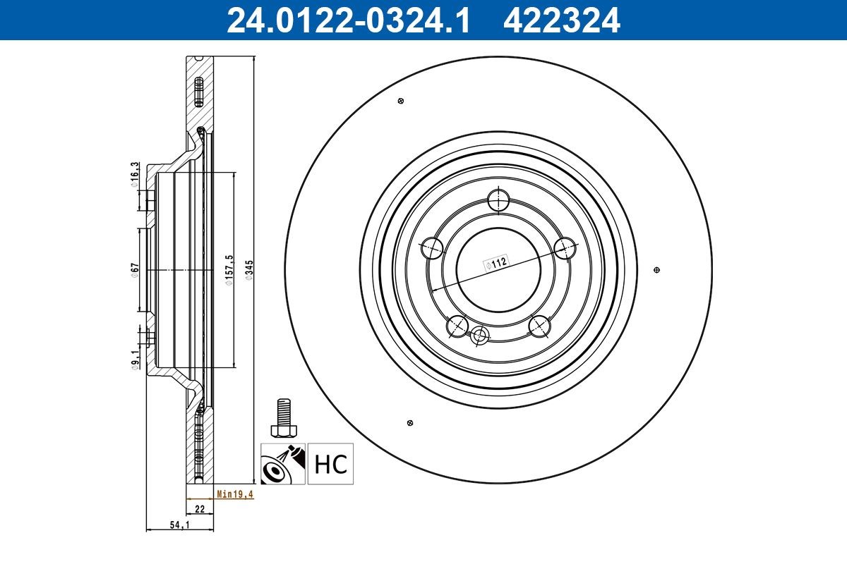 ATE Disque de frein 24.0122-0324.1 ATE 24.0122-0324.1 d'origine Disque de frein sport GLS (X167) coût