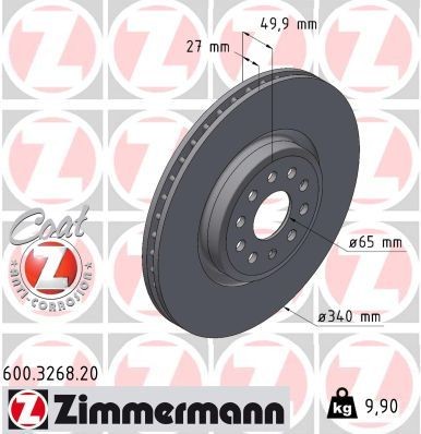 ZIMMERMANN Jarrulevy 600.3268.20 ZIMMERMANN 600.3268.20 Jarrulevy AUDI Q4 Sportback (F4N) 50 e-tron quattro 299 hv 2023