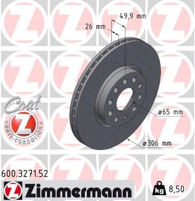 ZIMMERMANN Disco freno 600.3271.52 600.3271.52 ZIMMERMANN Dischi freno sportivi CUPRA prezzo