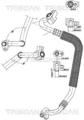 TRISCAN Hoge druk- / lage drukleiding, airconditioning 9010 16001 TRISCAN 901016001 Airco slang Ford C-MAX originele