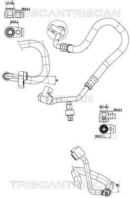 Augst- / Zemspiediena cauruļvads, Gaisa kond. sist. TRISCAN 9010 16021 TRISCAN 9010 16021 Kondicionieru caurules FORD TRANSIT CONNECT 2007
