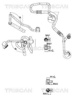 Augst- / Zemspiediena cauruļvads, Gaisa kond. sist. TRISCAN 9010 16039 TRISCAN 9010 16039 Kondicionieru caurules FORD TRANSIT CONNECT 2007