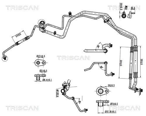 Hoge druk- / lage drukleiding, airconditioning TRISCAN 9010 28045 TRISCAN 9010 28045: Airco slang Citroen BERLINGO 2023