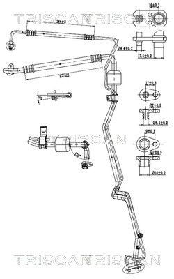 Korkeapaine- / matalapainejohto, ilmastointilaite TRISCAN 9010 28063 TRISCAN 9010 28063 PEUGEOT PARTNER 2006 Ilmastoinnin letkut