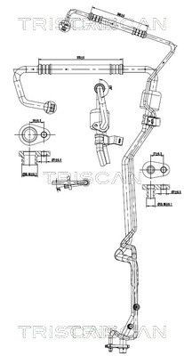 Augst- / Zemspiediena cauruļvads, Gaisa kond. sist. TRISCAN 9010 28064 TRISCAN 9010 28064 Kondicionieru caurules PEUGEOT PARTNER 2001