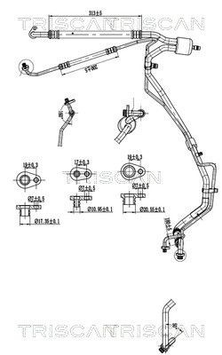 Augst- / Zemspiediena cauruļvads, Gaisa kond. sist. TRISCAN 9010 28066 TRISCAN 9010 28066 Kondicionieru caurules PEUGEOT 307 2008