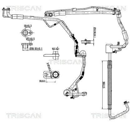 TRISCAN Hoge druk- / lage drukleiding, airconditioning 9010 28098 Airco slang Peugeot VF3V_ 9010 28098 TRISCAN