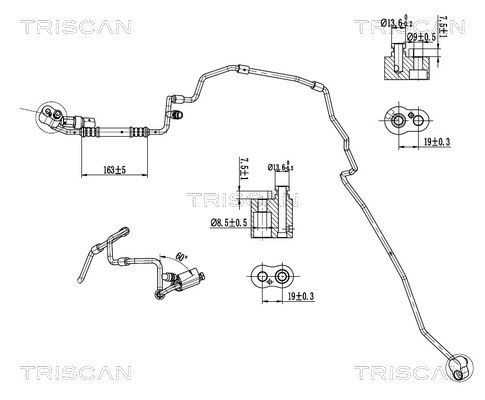 TRISCAN Augst- / Zemspiediena cauruļvads, Gaisa kond. sist. 9010 29015 Kondicionieru caurules Volkswagen 1T3 9010 29015 TRISCAN