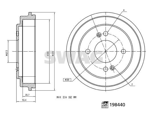 SWAG Piduritrummel 33 11 3015 Trummelpidur SWAG BMW 5. Seeria 33 11 3015