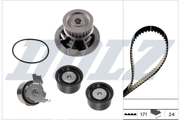 Distributieriem set + waterpomp DOLZ KD325 DOLZ KD325: Distributieriem kit met waterpomp Opel OMEGA 2000