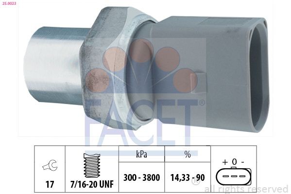 FACET Interruptor de pressão, ar condicionado 25.0023 FACET 25.0023 Comutador de alta pressão ar condicionado Tiguan 5n preço