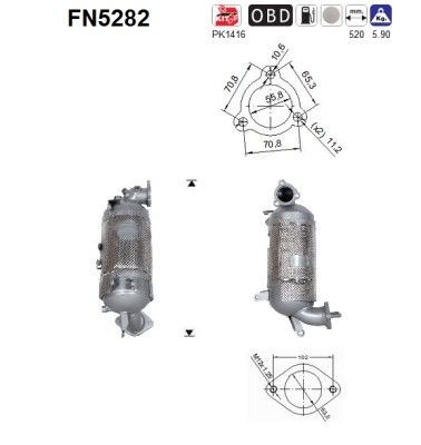 AS Partikelfilter (DPF) FN5282 pris Dieselpartikelfilter Hyundai SM FN5282 AS