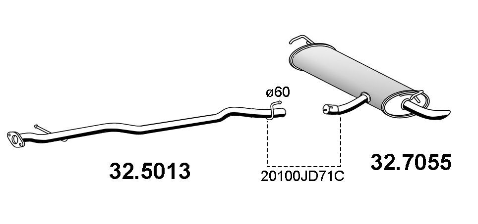 ASSO Bakre eksospotte 32.7055 Bakre eksospotte ASSO RIO 32.7055 billige