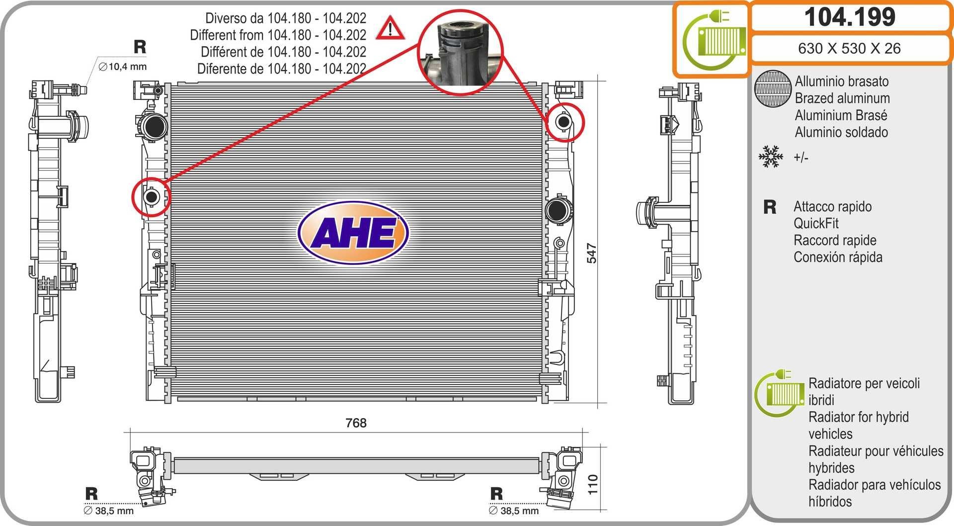 AHE Chladič motora 104.199 104.199 Chladič motora BMW X3 AHE