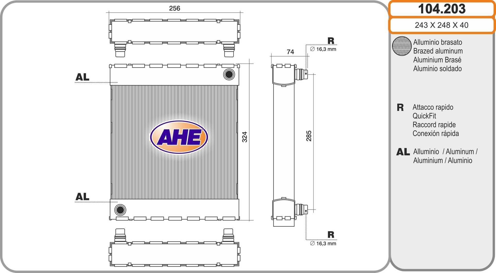 AHE Chladič motora 104.203 104.203 Chladič vody BMW X3 AHE