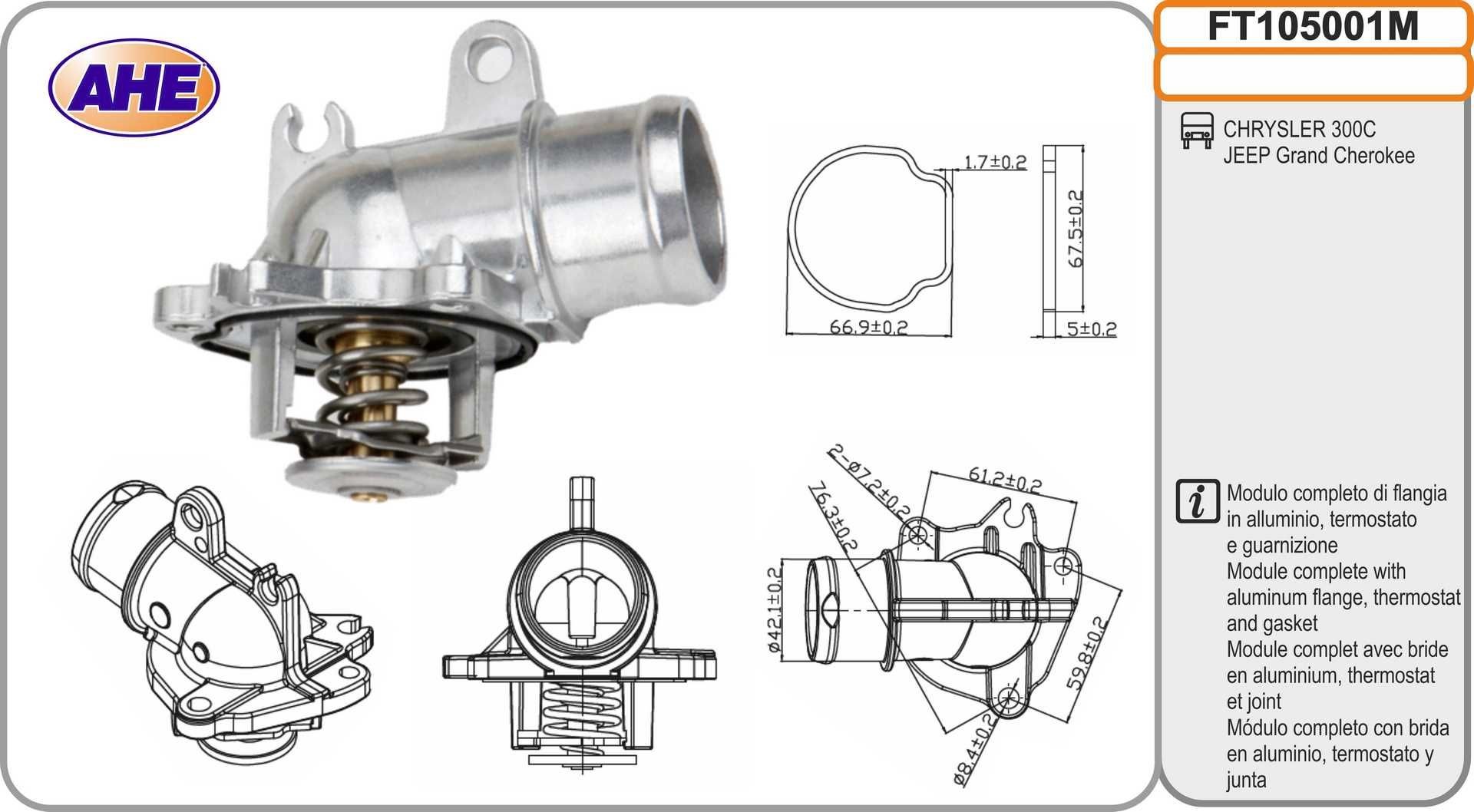 AHE Flens koelvloeistof FT105001M AHE FT105001M Koelvloeistofflens Chrysler Sebring JR Cabrio prijs