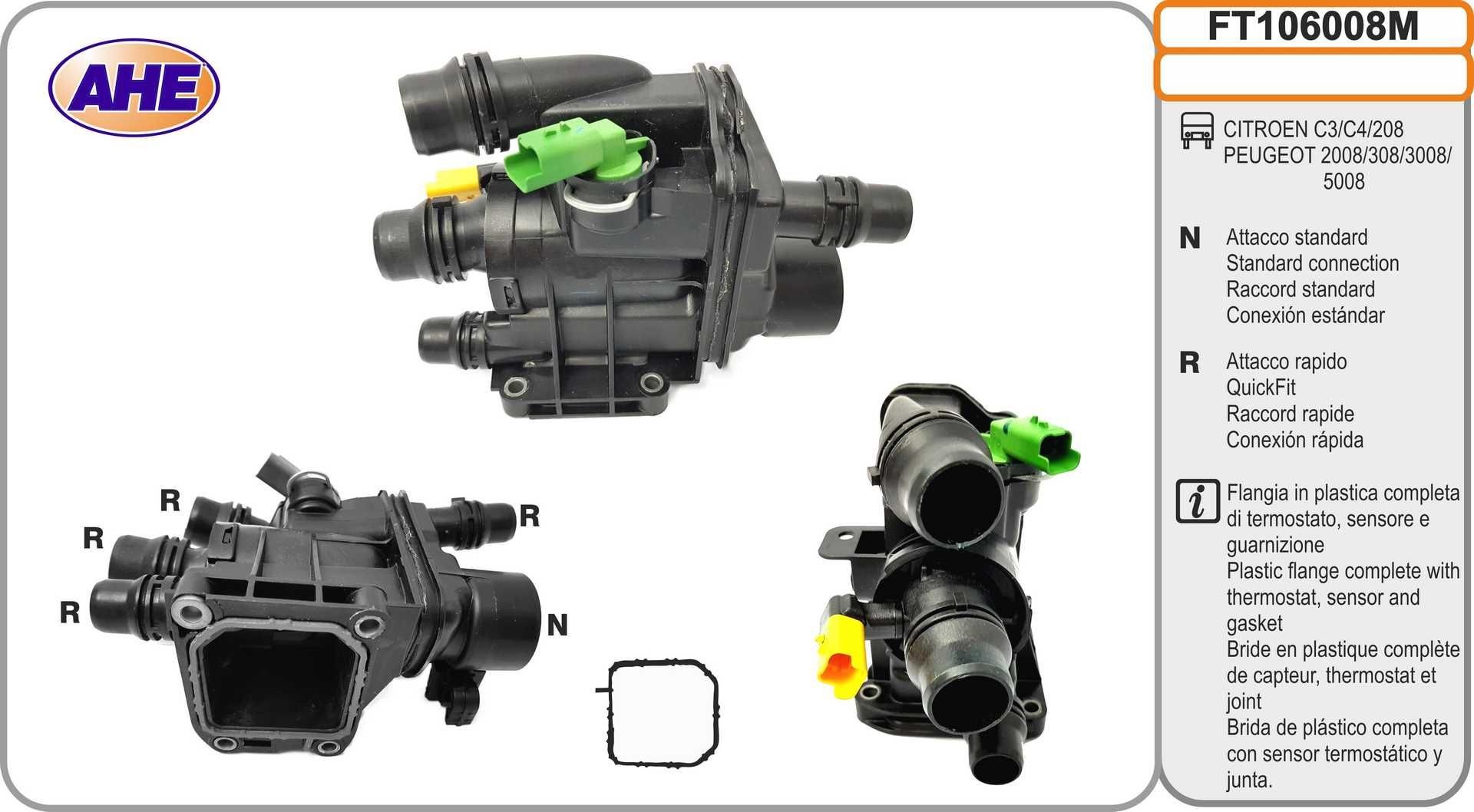 AHE Jahutusvedeliku flants FT106008M AHE FT106008M Jahutusvedeliku flants Peugeot 308 SW Kombi hind