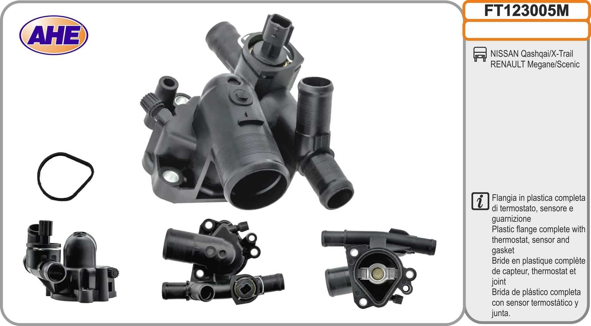 AHE Kølevæskeflange FT123005M AHE FT123005M Kølemiddelflange Rover 400 Hatchback RT billig