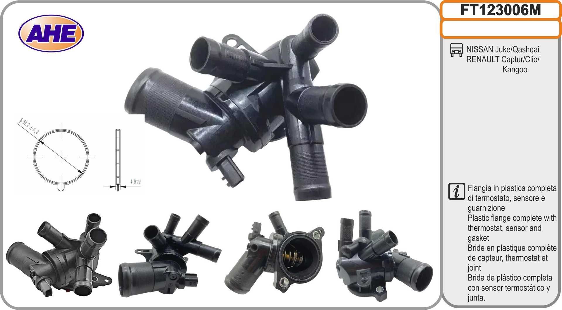 AHE Jahutusvedeliku flants FT123006M FT123006M Jahutusvedeliku flants RENAULT SCÉNIC AHE