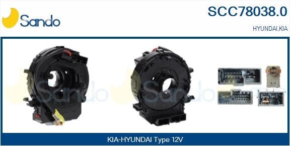 SANDO Vinutá prużina, Airbag SCC78038.0 SCC78038.0 Spínač riadenia KIA SPORTAGE SANDO