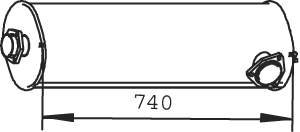 DINEX Stredný tlmič výfuku 74336 Stredný tlmič DINEX Volkswagen TOURAN 74336