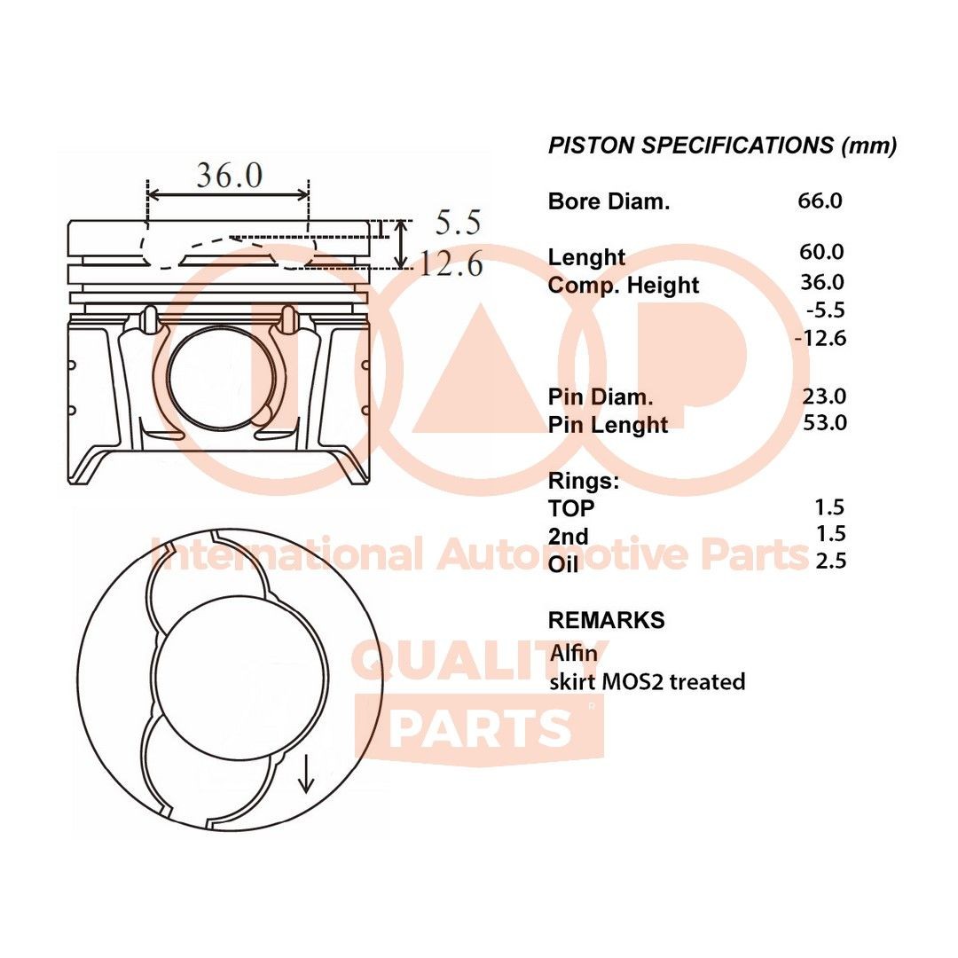 IAP QUALITY PARTS Kolvid 100-00120 100-00120 Kolvid SMART FORTWO IAP QUALITY PARTS