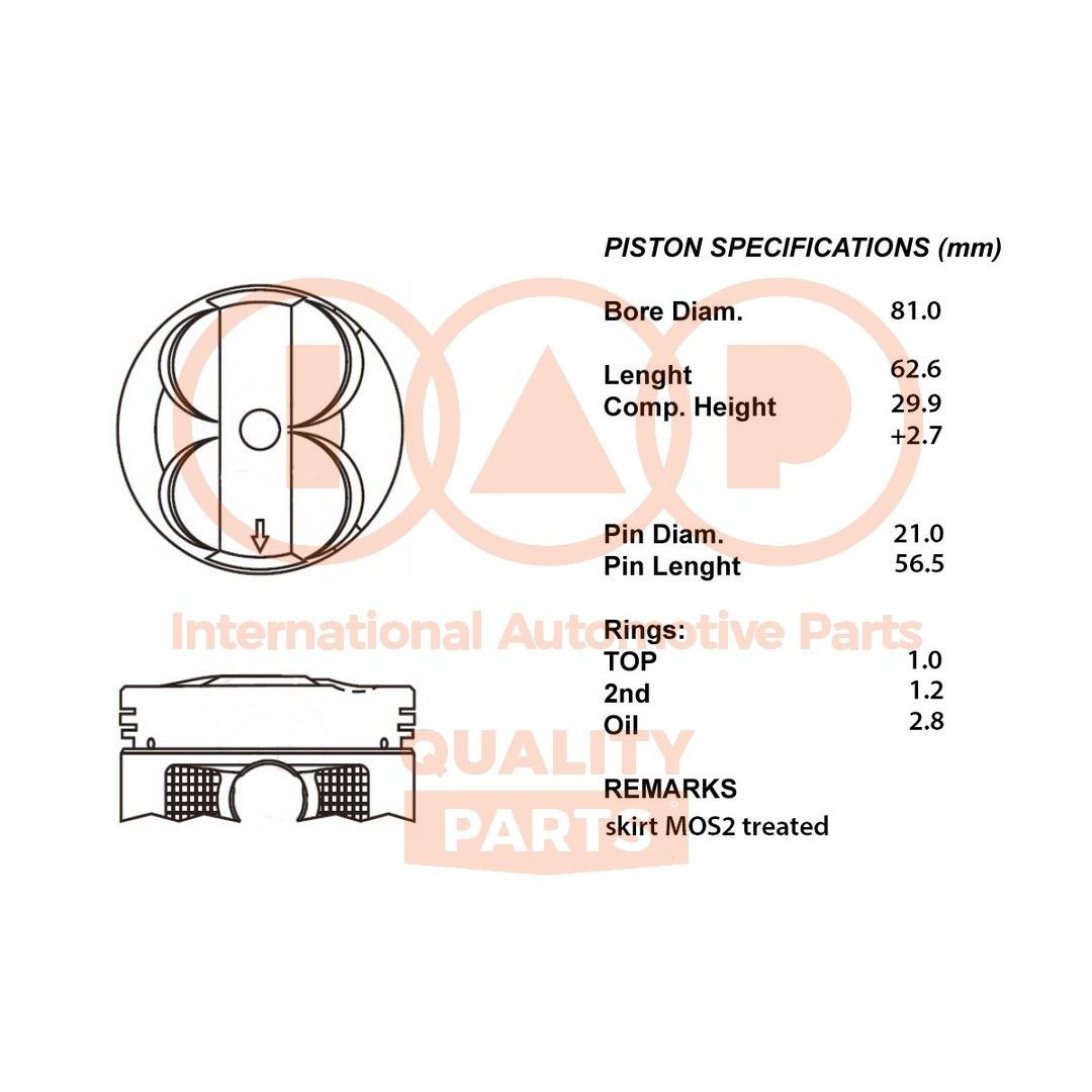 IAP QUALITY PARTS Zuiger 100-06016 IAP QUALITY PARTS 100-06016 Zuiger Honda Civic V Coupe aan een voordelige prijs