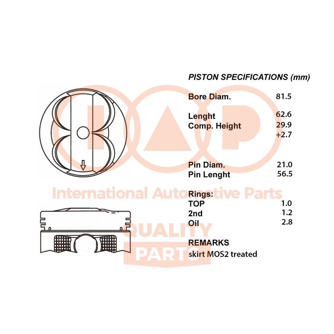 Stempel IAP QUALITY PARTS 100-06018 IAP QUALITY PARTS 100-06018 Motor stempel HONDA CIVIC 2019