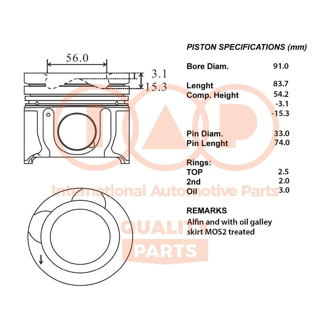 IAP QUALITY PARTS Piston 100-07160 Piston IAP QUALITY PARTS i30 100-07160 pas cher