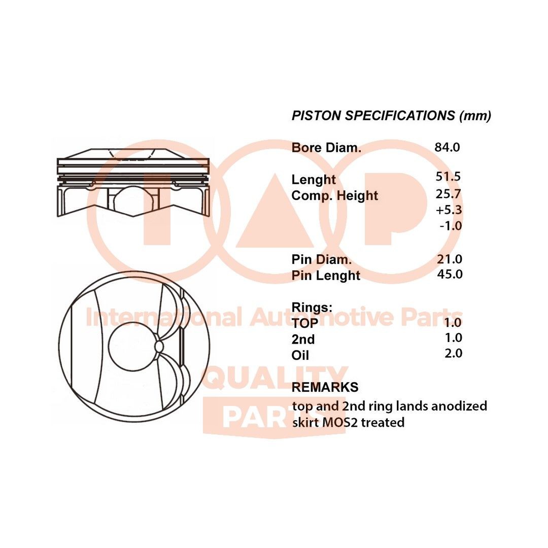 Pistone motore IAP QUALITY PARTS 100-11115 IAP QUALITY PARTS 100-11115 Pistone MAZDA 3 2020