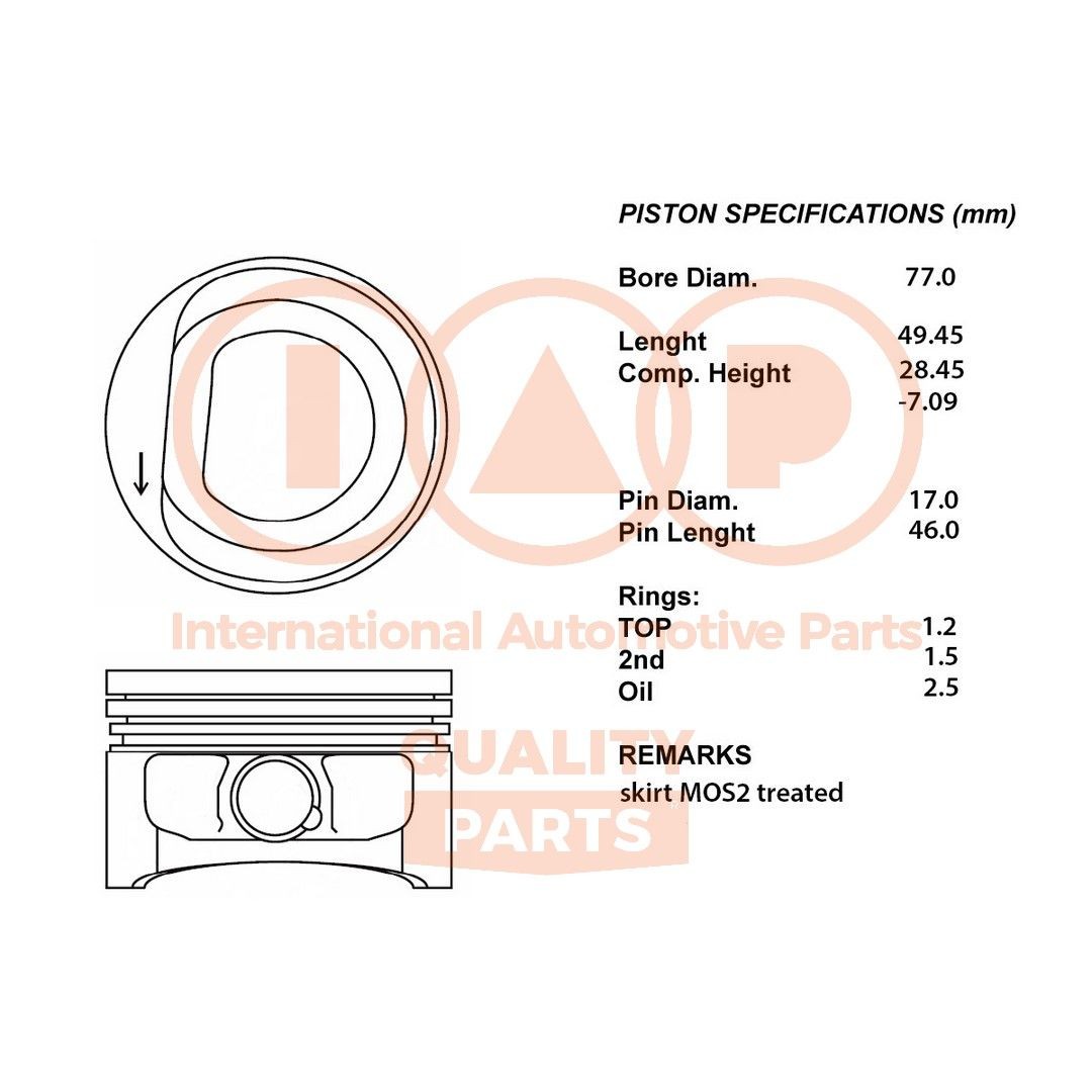 IAP QUALITY PARTS Zuiger 100-50051 IAP QUALITY PARTS 100-50051 Zuiger