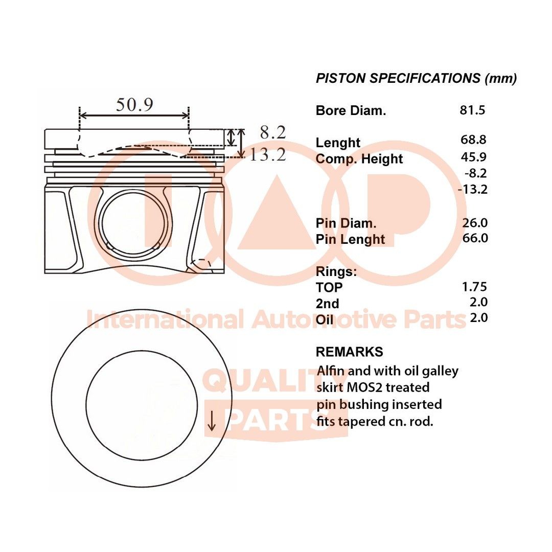 Zuiger IAP QUALITY PARTS 100-50063 IAP QUALITY PARTS 100-50063: Zuiger Seat LEON 2018