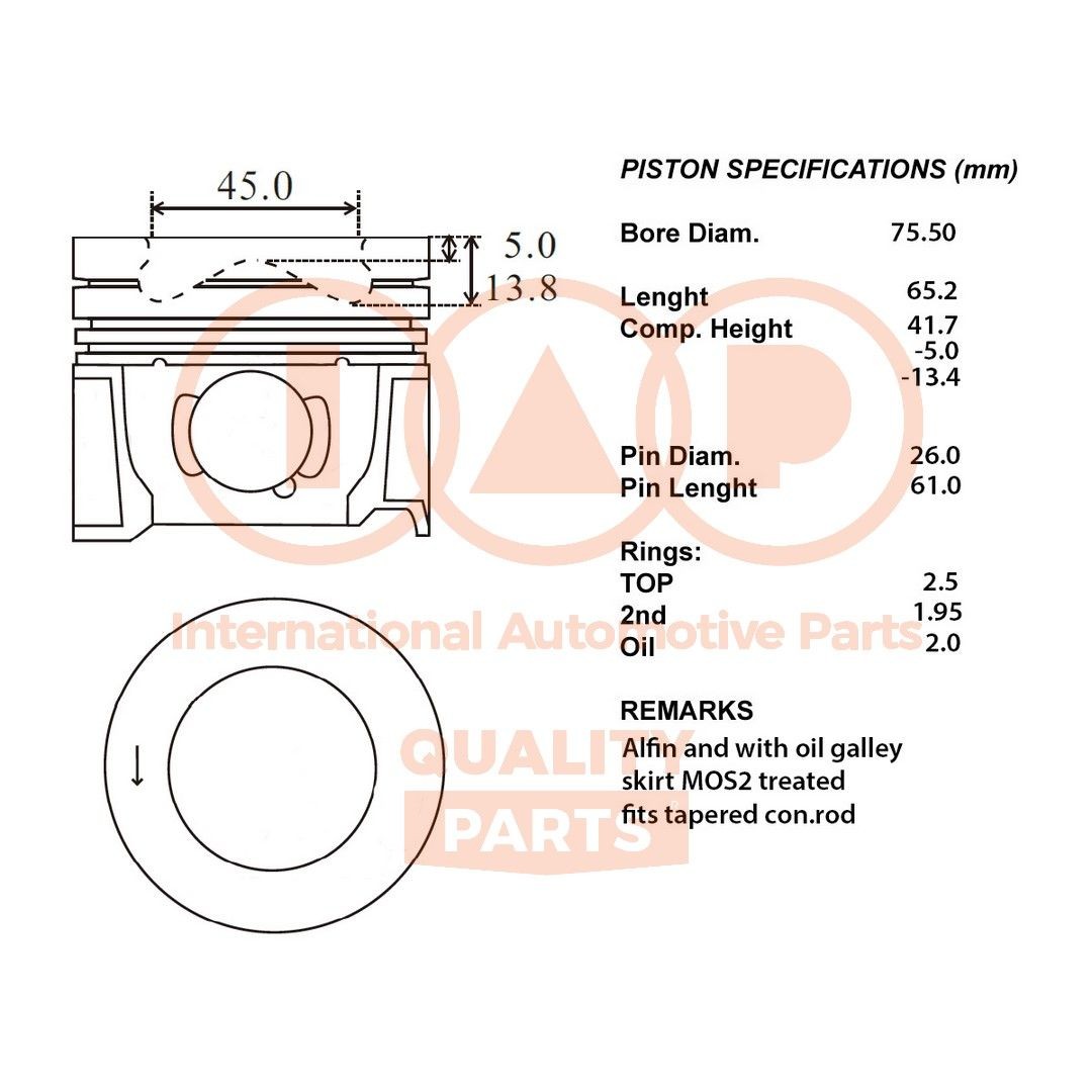 IAP QUALITY PARTS Männät 100-52033 100-52033 IAP QUALITY PARTS Mäntä PEUGEOT 306